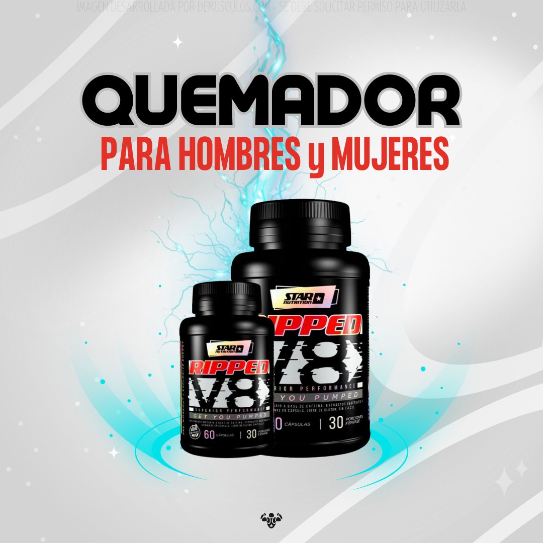 Ripped V8 es para hombres y mujeres. Quemador de grasas.