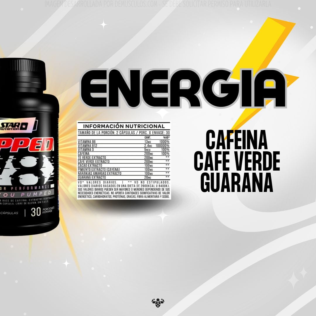 Información nutricional del quemador de grasas Ripped V8 de Star Nutrition