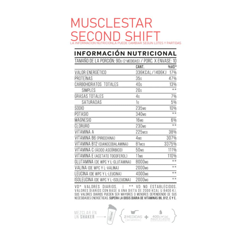 La fórmula detrás de Second Shift de Star Nutrition x 1 kg