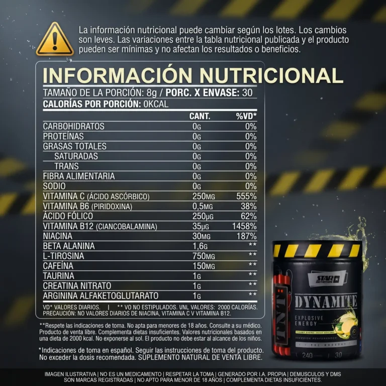 TNT Dynamite 240 g de Star Nutrition, pre entrenamiento en polvo