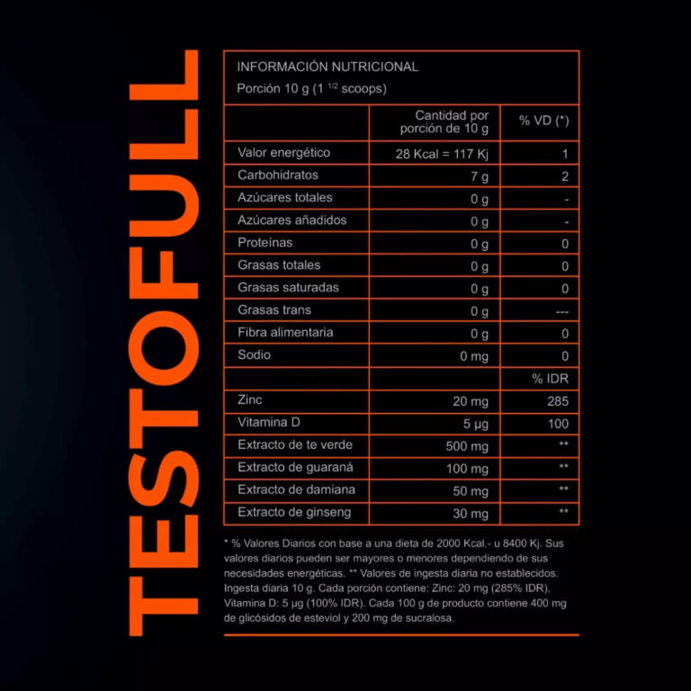 Información nutricional de Testofull Ultra de XBody