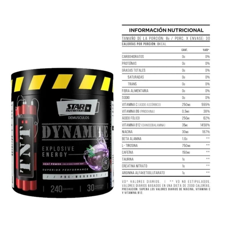 TNT Dynamite 240 grs de Star Nutrition Pre Entrenamiento - Imagen 2