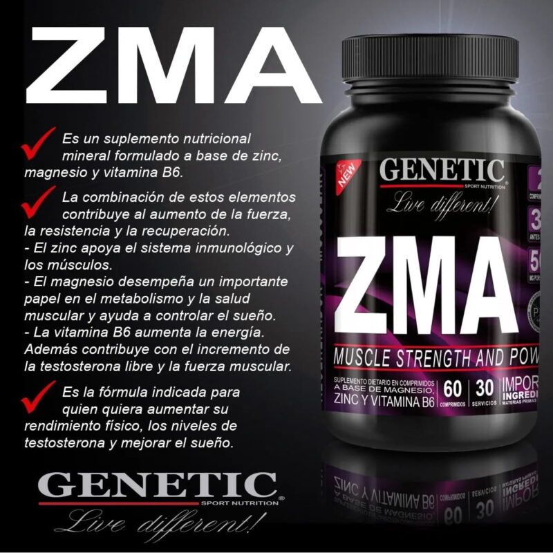ZMA x60 de Genetic Sport Nutrition - Imagen 2