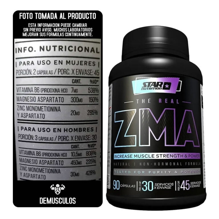 ZMA de Star Nutrition, información del frasco