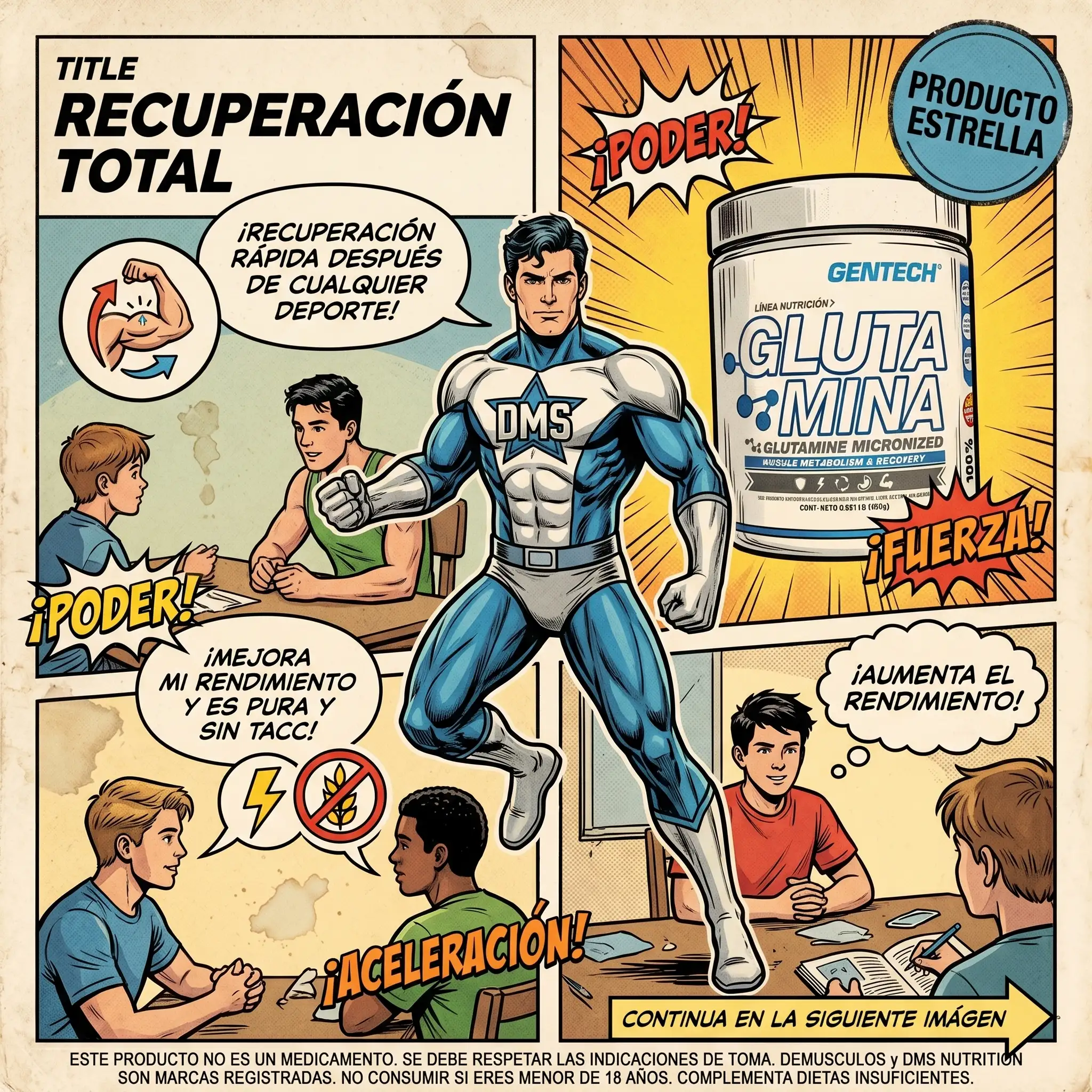 Glutamina Sin Sabor de Gentech 300 grs