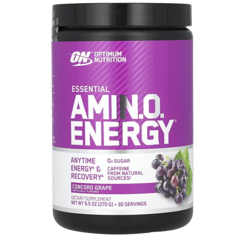 Essential Amino Energy de Optimum Nutrition sabor Grape, envase de 270 g