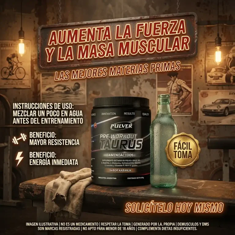 Amino Taurus de Pulver, se prepara con agua y tiene sabor naranja