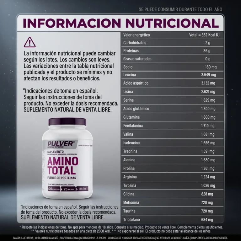 Amino Total de Pulver, información del producto