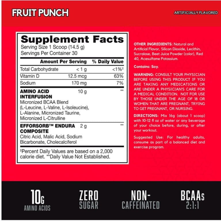 Información nutricional del Amino X de BSN