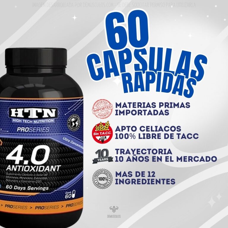 Antioxidant 4.0 de HTN, envase de 60 cápsulas selladas en fabrica