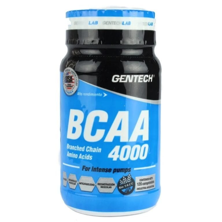 BCAA 4000 de Gentech x 120 comprimidos, aminoácidos ramificados