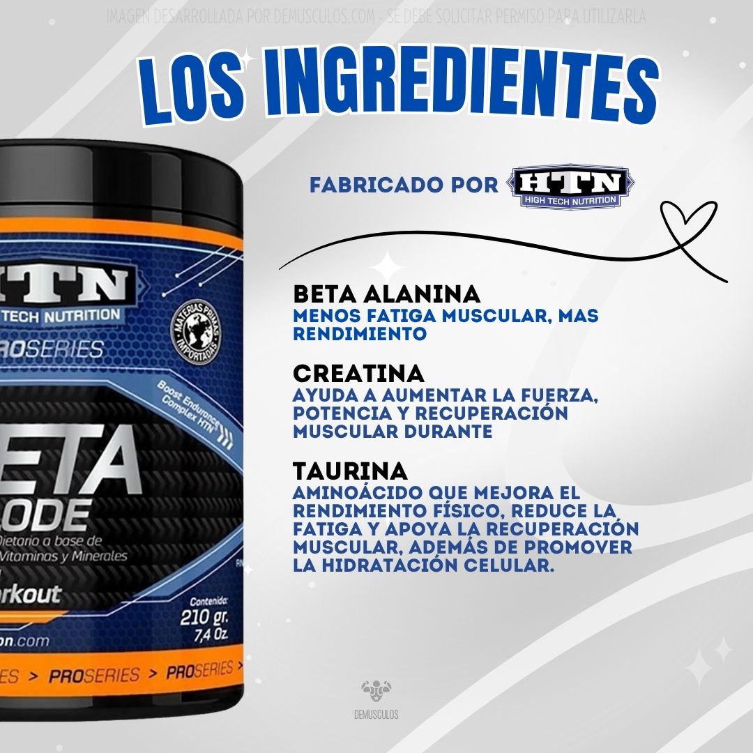 Beneficios de cada ingrediente de Beta Xplode de HTN