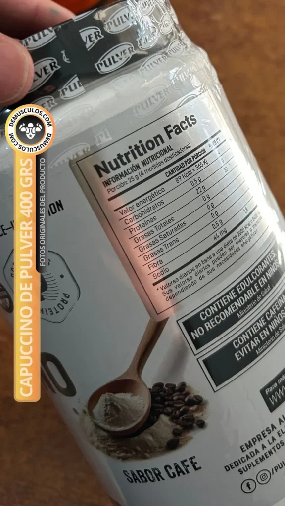 Información nurtricional de Prolac Cappuccino 400 grs