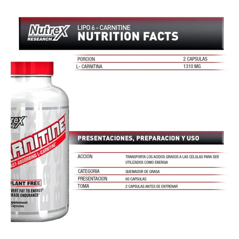 Información de Lipo-6 Carnitine de Nutrex