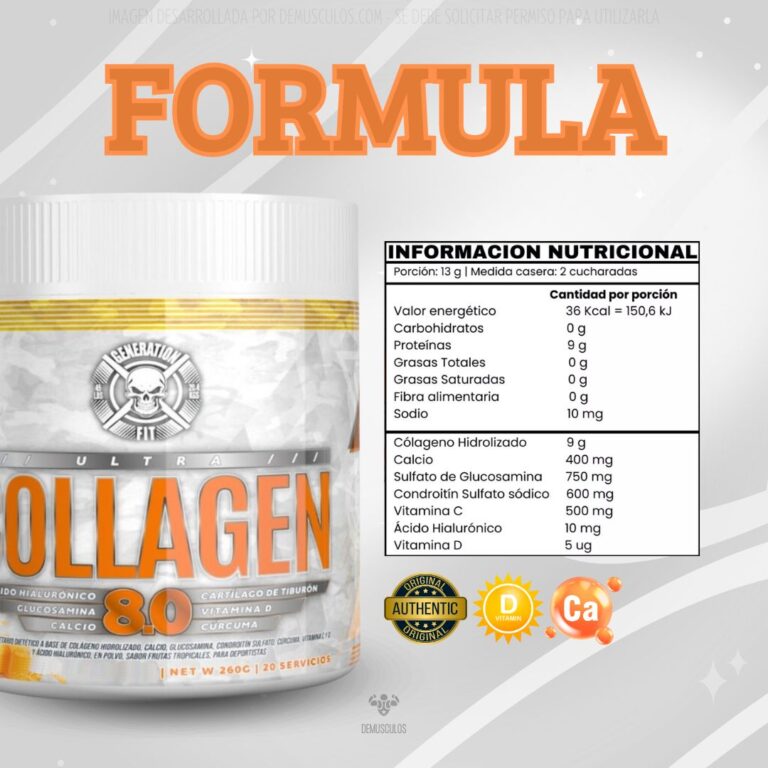Información nutricional del Collagen 8.0 de Generation Fit