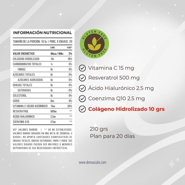 Información nutricional del Colágeno Hidrolizado de Star Nutrition
