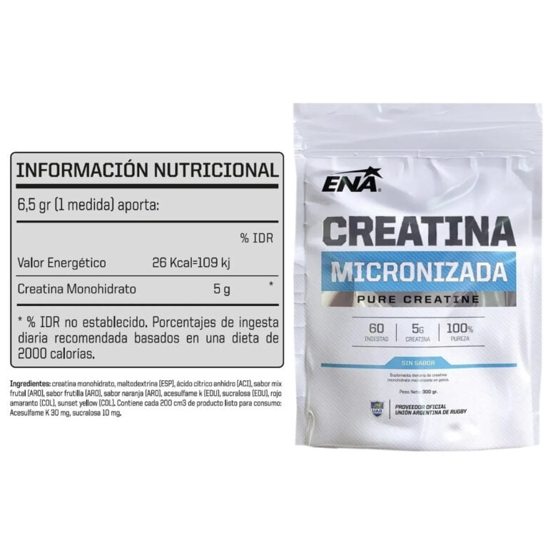 Creatina 300 g de Ena Sport, detalle del envase