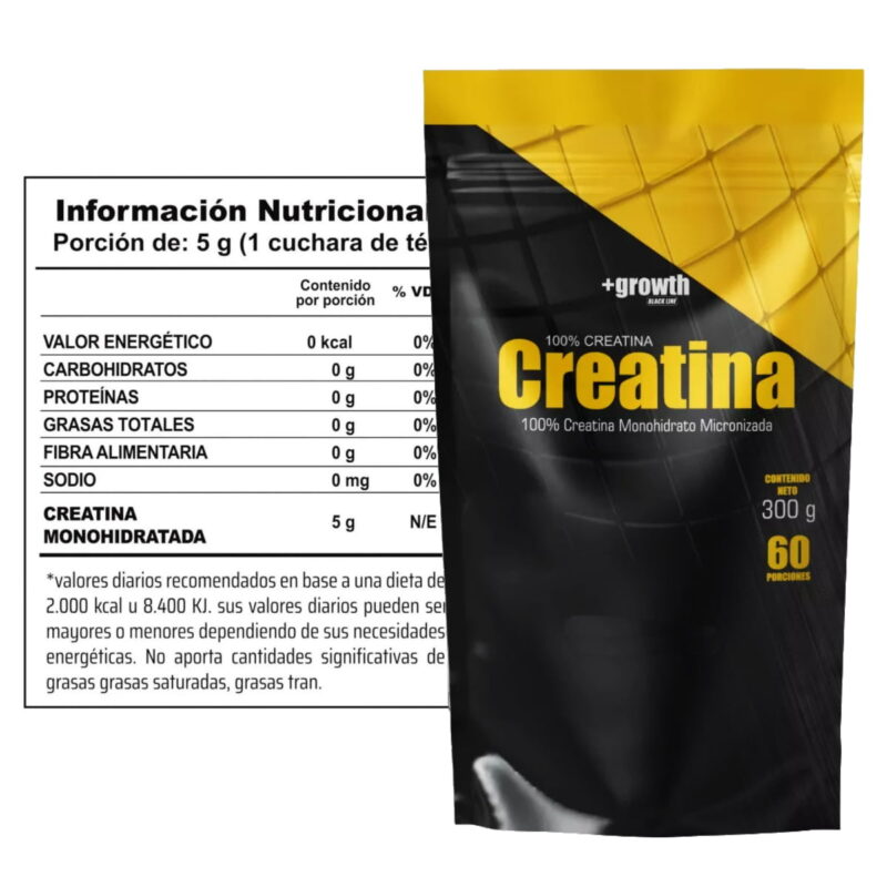 Creatina 300 grs de GROWTH. Información Nutricional.