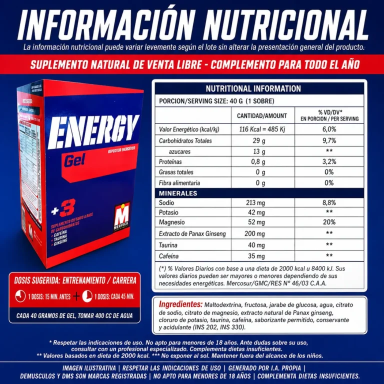 Energy Gel de Mervick, presentación del sobre