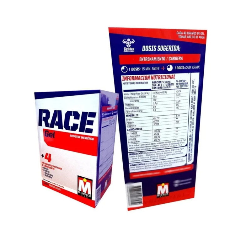 Información nutricional de los Geles Race de Mervick