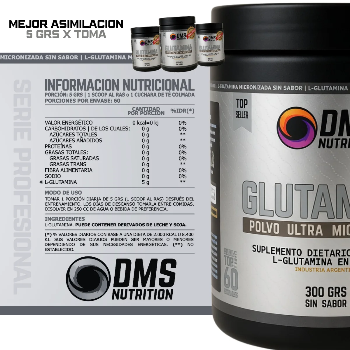 Glutamina DMS Nutrition: Información
