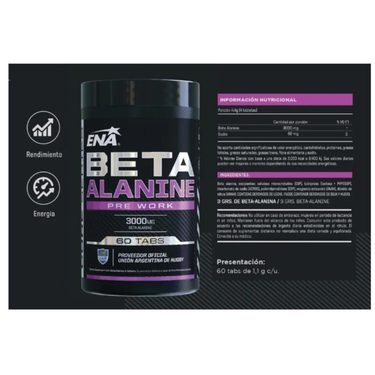 Información nutricional de la Beta Alanina de ENA Sport