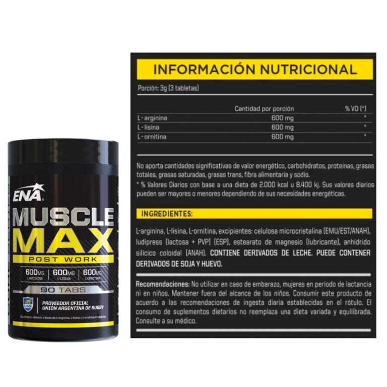Informacion nutricional del combo ENA Sport