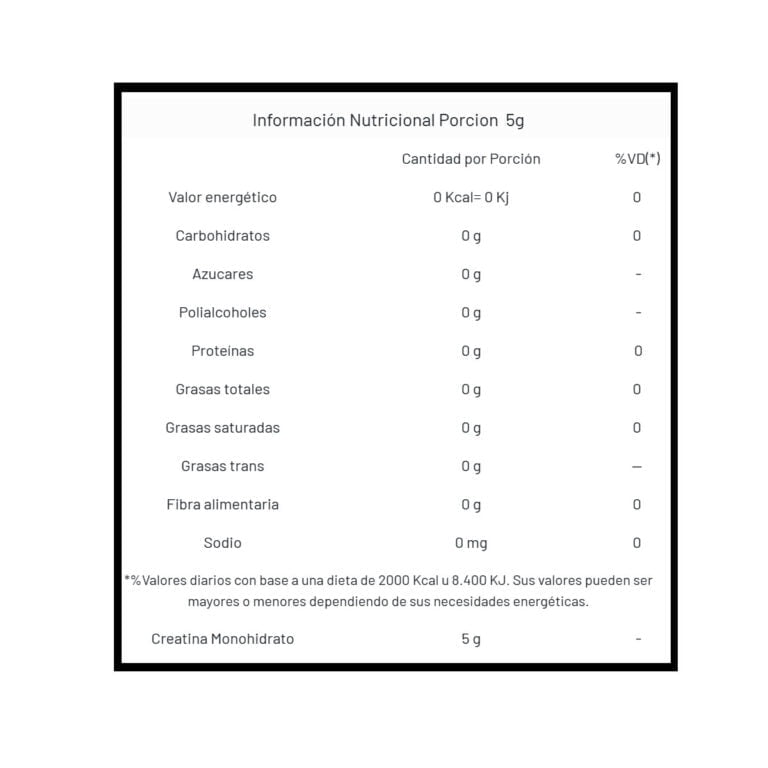 Creatina 500 g de Gentech Monohidrato, información del producto