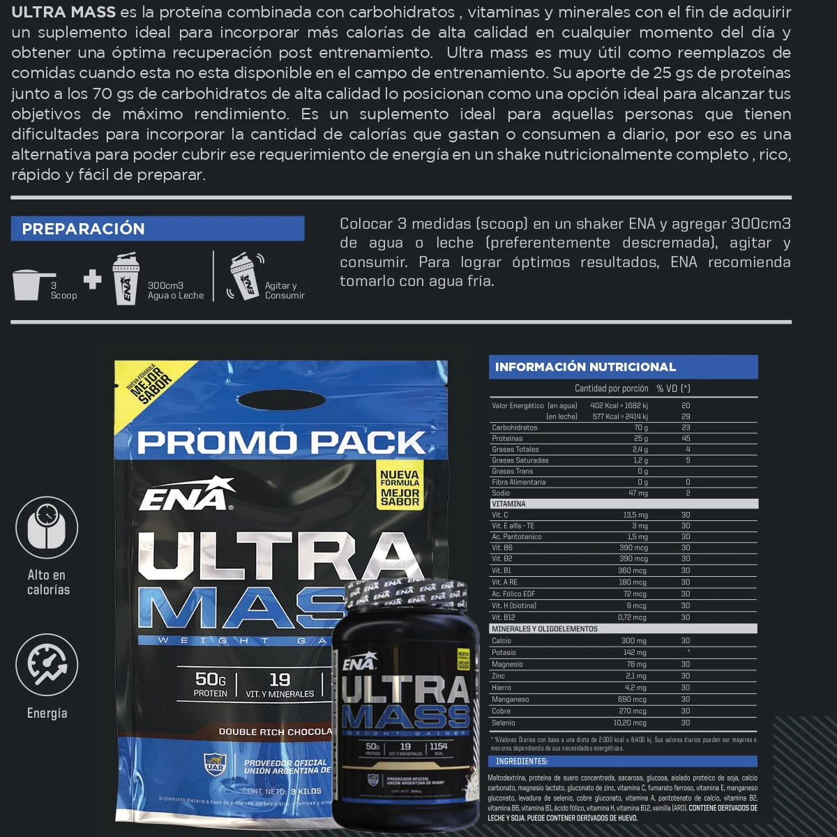 Ultra Mass Ultra Mass 3 kg de Ena Sport (Bolsa) | DeMusculos