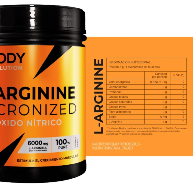 Arginina 100% Pure de XBody, detalle del envase de 180 gramos