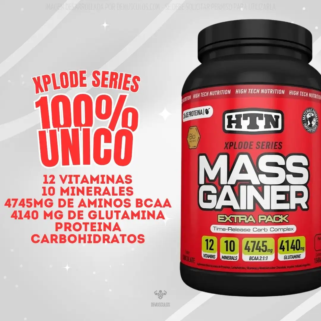 100% único: Ganador de masa muscular con vitaminas y minerales
