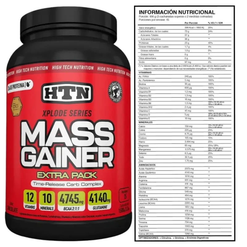 Información Nutricional: Mass Gainer de HTN