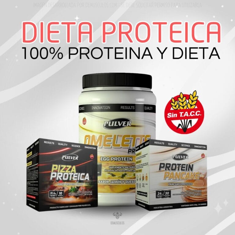 Los tres productos del combo Pulver: pizza, pancake y omelette proteicos