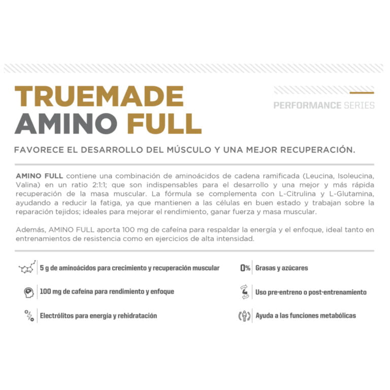 Informacion nutricional del Truemade Amino Full de ENA Sport