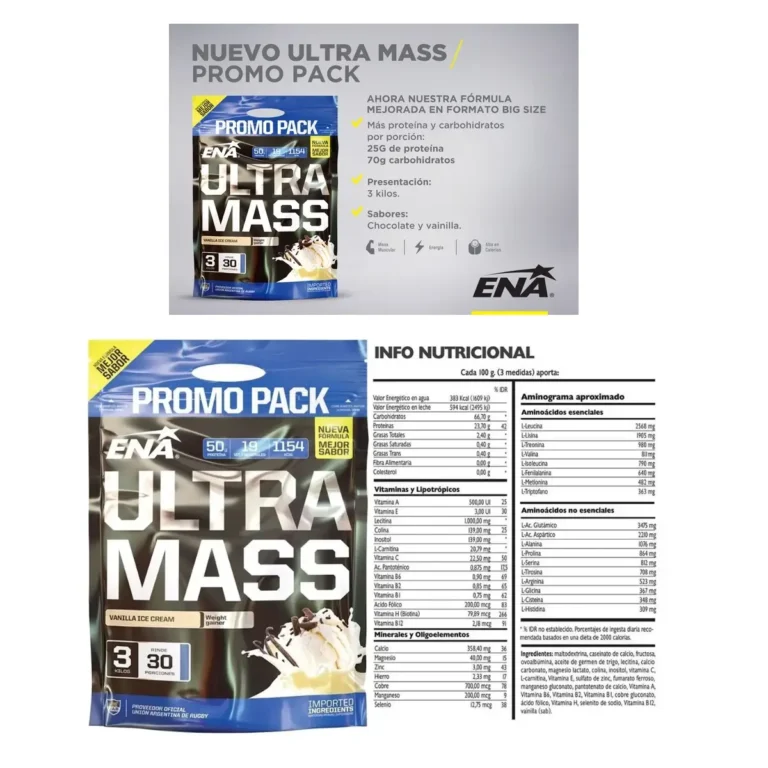 Ultra Mass 3 kg de ENA Sport (bolsa), información del producto