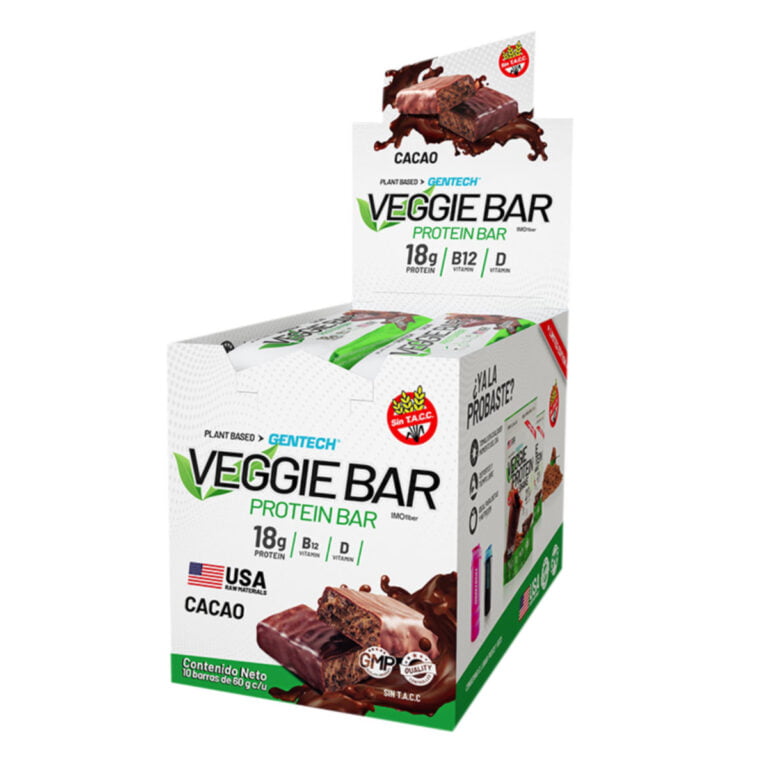 Veggie Bar de Gentech sabor cacao, barra vegana