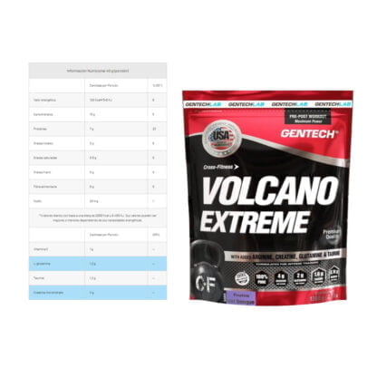Información nutricional de Volcano Extreme de Gentech x 1.2 kg