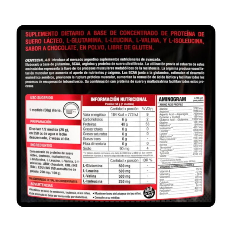 Whey Premium de Gentech, información del producto