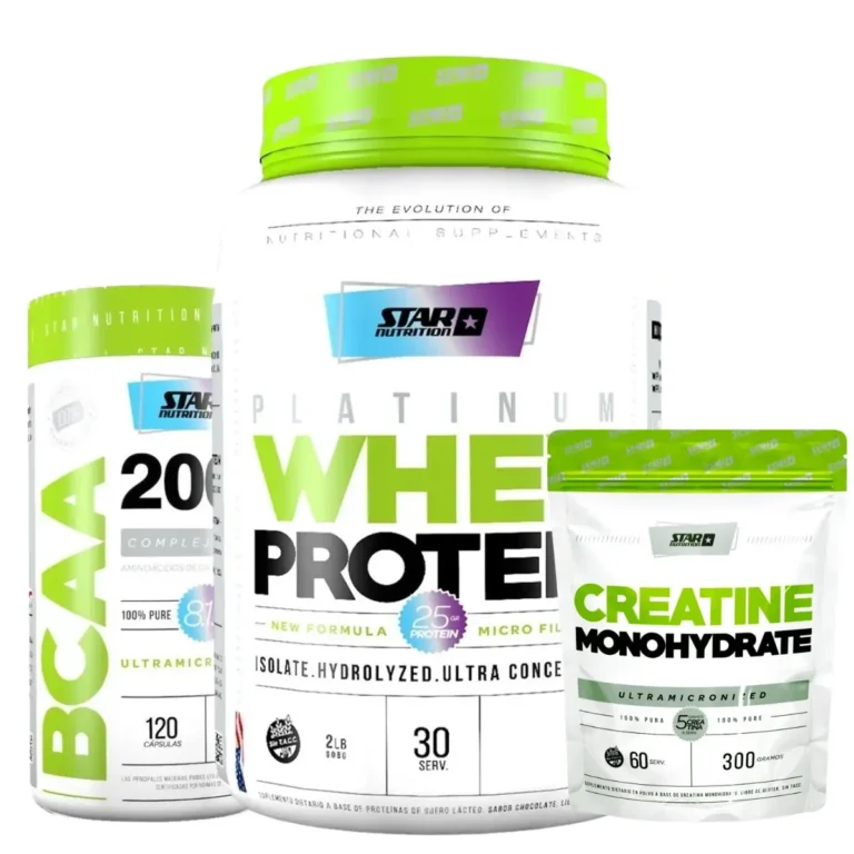 Combo Platinum Whey 2 lbs con BCAA 2000 y Creatina de Star Nutrition