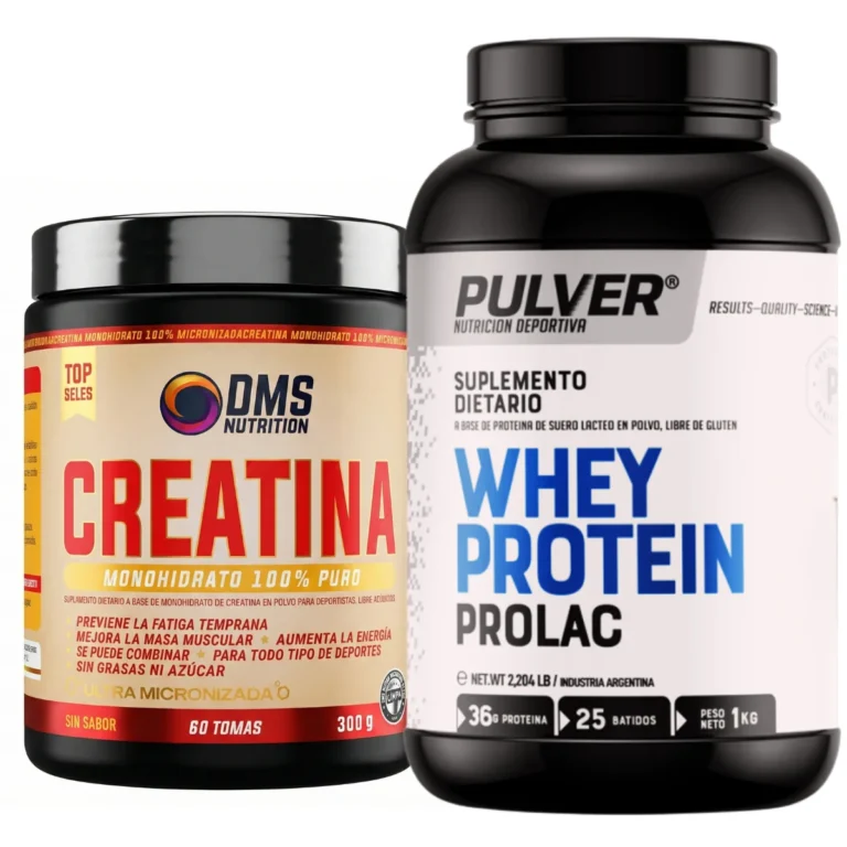 Creatina 300 g de DMS + Proteína Prolac 1 kg de Pulver, los dos productos