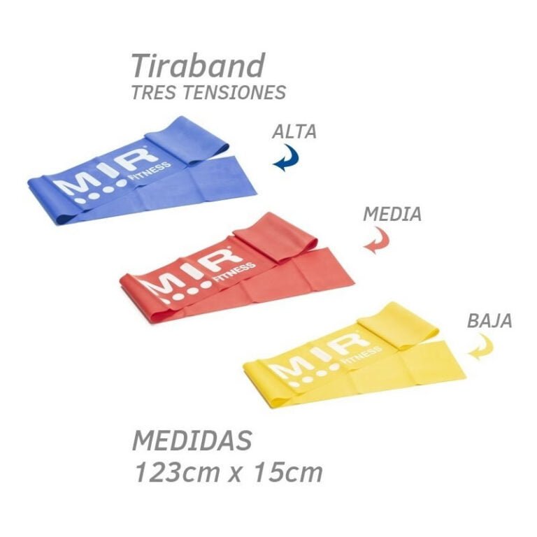 Tiraband larga de Mir Fitness en sus distintas intensidades