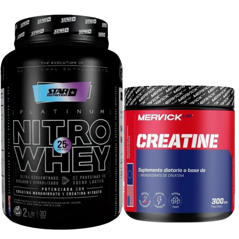 Nitro Whey 2 lbs de Star + Creatina 300 g de Mervick, los dos productos