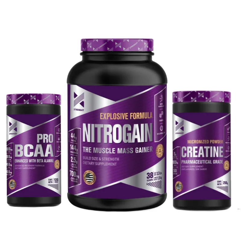 Combo Xtrenght: Bcaa Pro + Nitrogain + Creatina