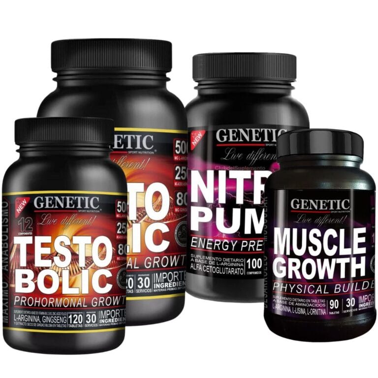 Combo de 2 Testo Bolic, 1 Nitro Pump y 1 Muscle Growth de Genetic Sport
