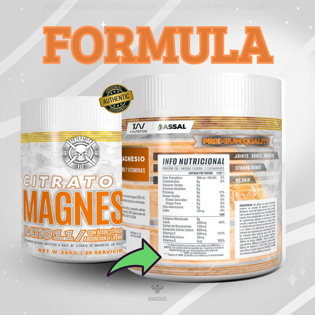 Información Nutricional: Citrato de Magnesio de Generation Fit