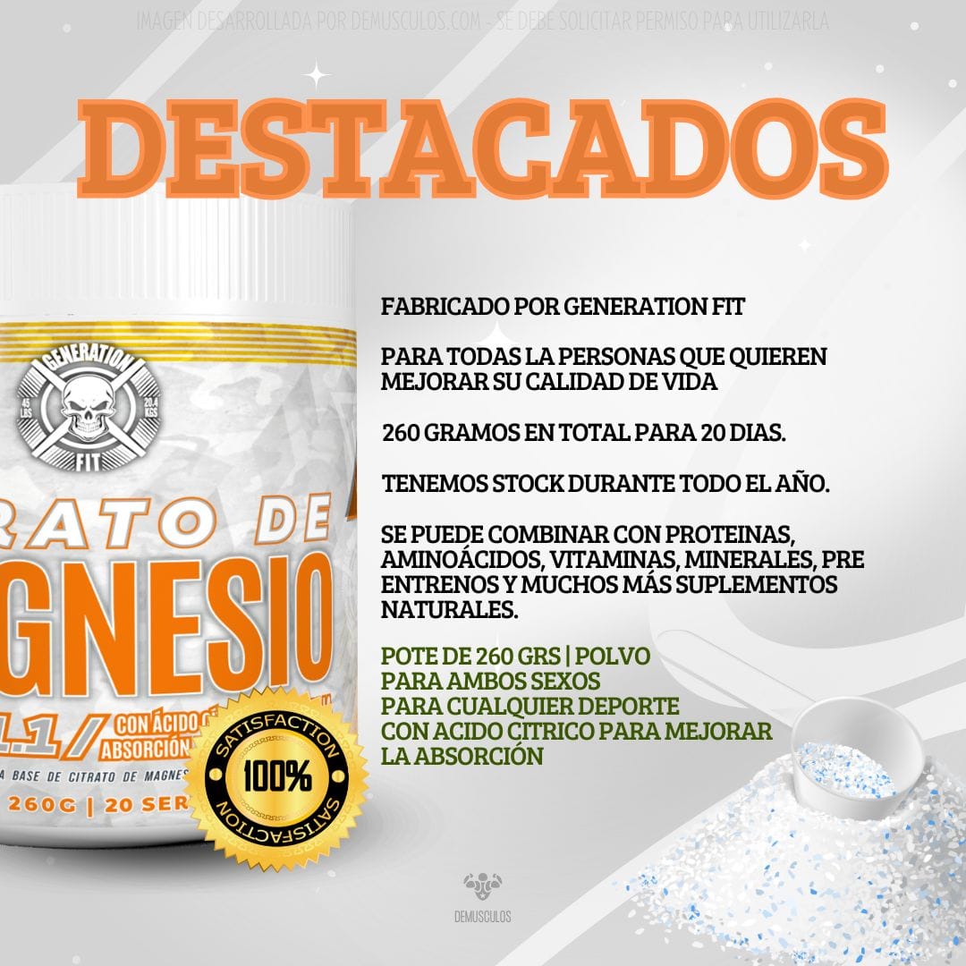 Datos destacados: Citrato de Magnesio de Generation Fit