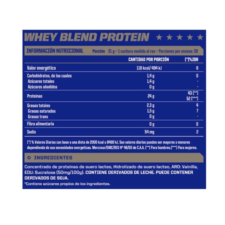 Whey Protein Blend 930 g de Mervick Lab, información del producto