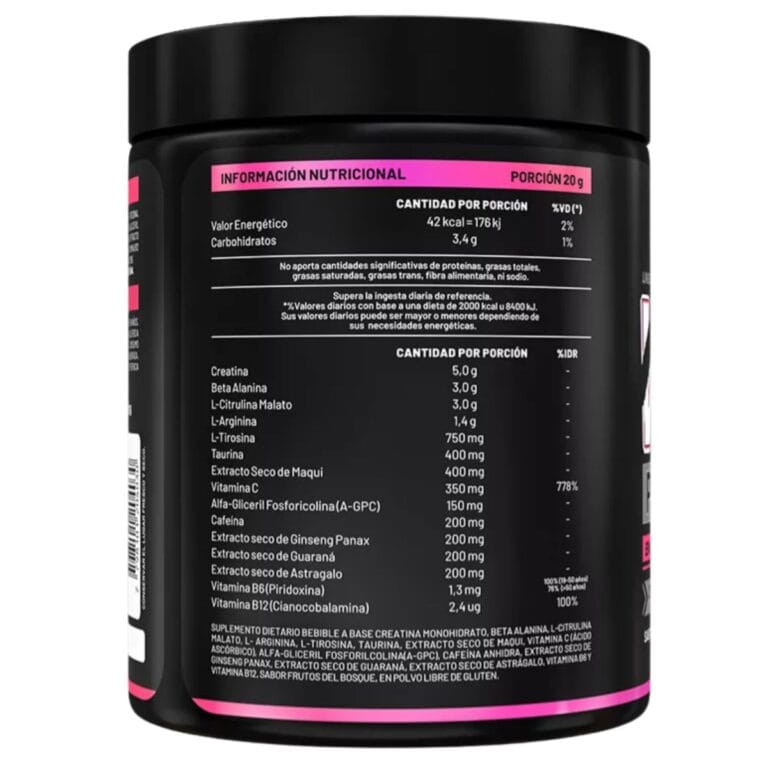 Información nutricional de Wild Pre Workout de Gentech