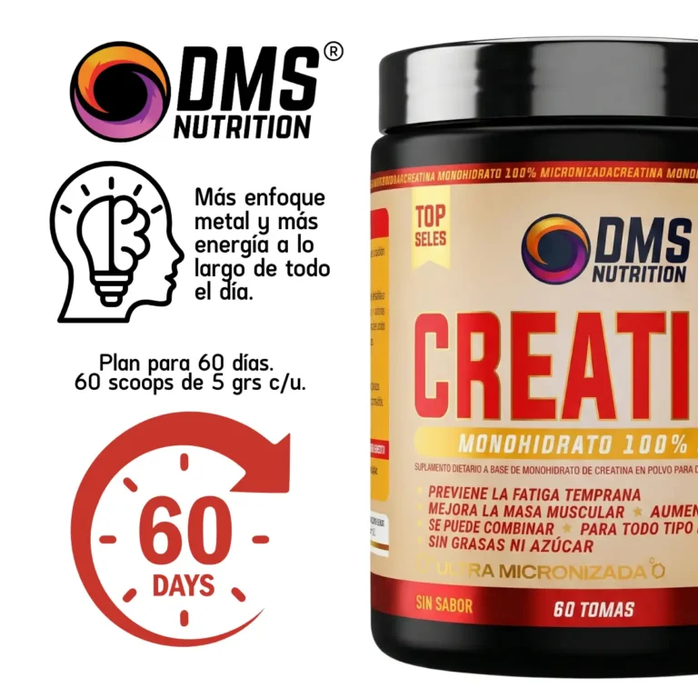 Creatina DMS 300 g monohidrato micronizada, envase