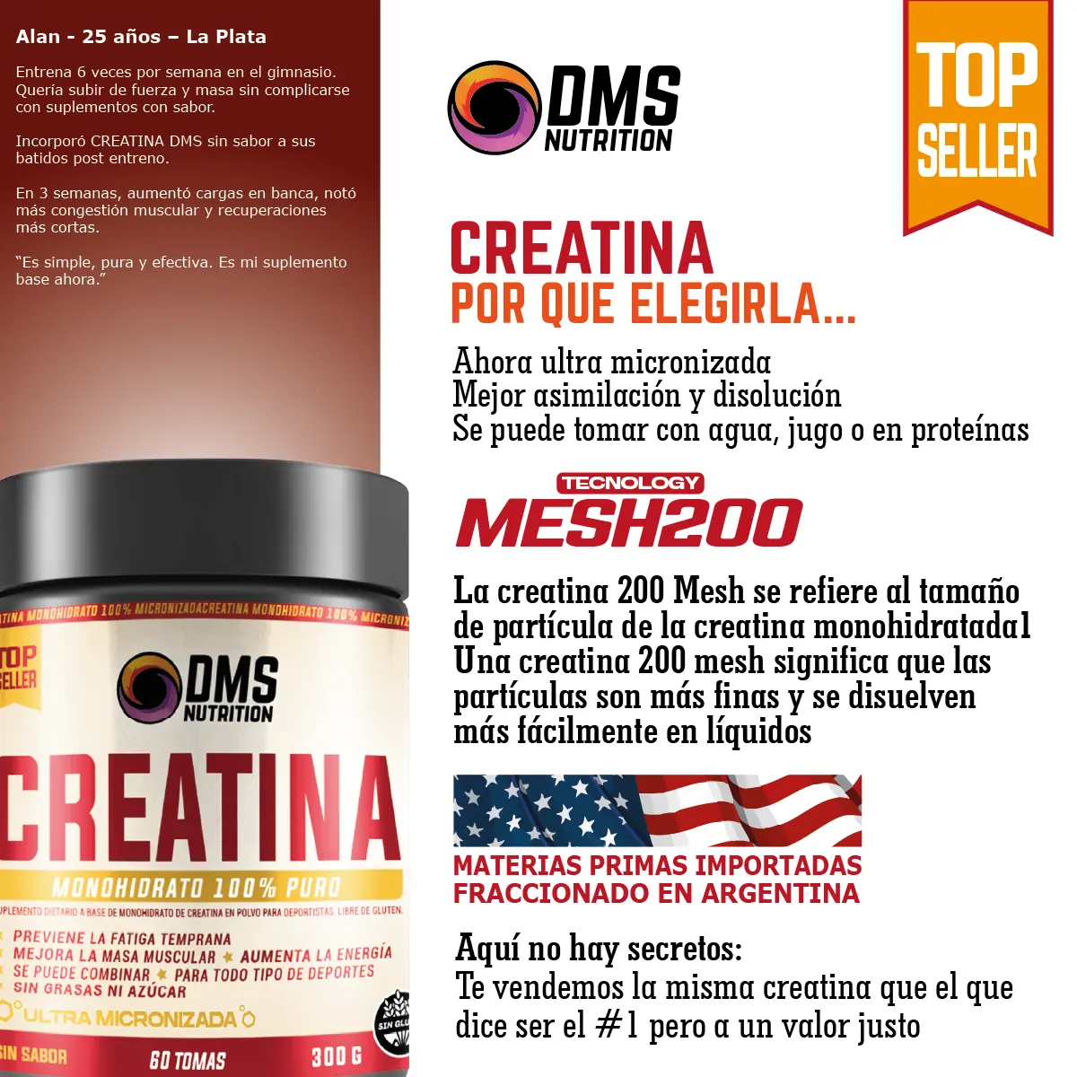 Creatina 300 grs DMS Nutrition Ultra Micronizada